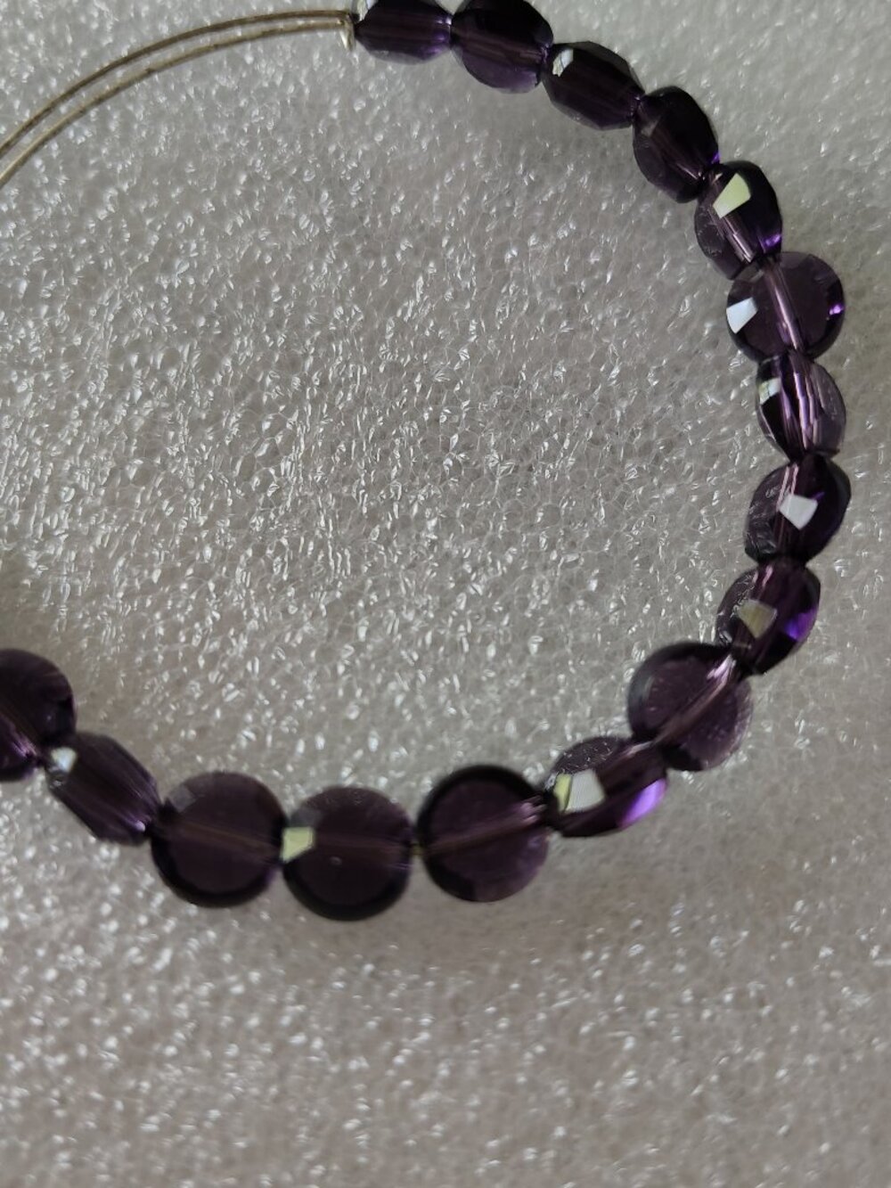 Alex and Ani Purple Clear Beaded Silver Charm Bracelet Bangle 402